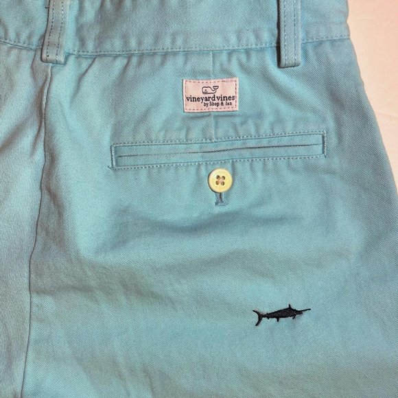 Vineyard Vines Turquoise Sharks Flat Front Shorts - Picture 8 of 9